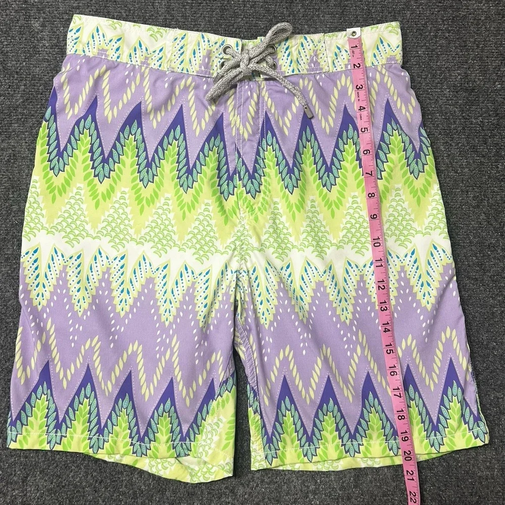 Vilebrequin Mens XL Geometric Pattern Drawstring Swim Trunks Lined 8